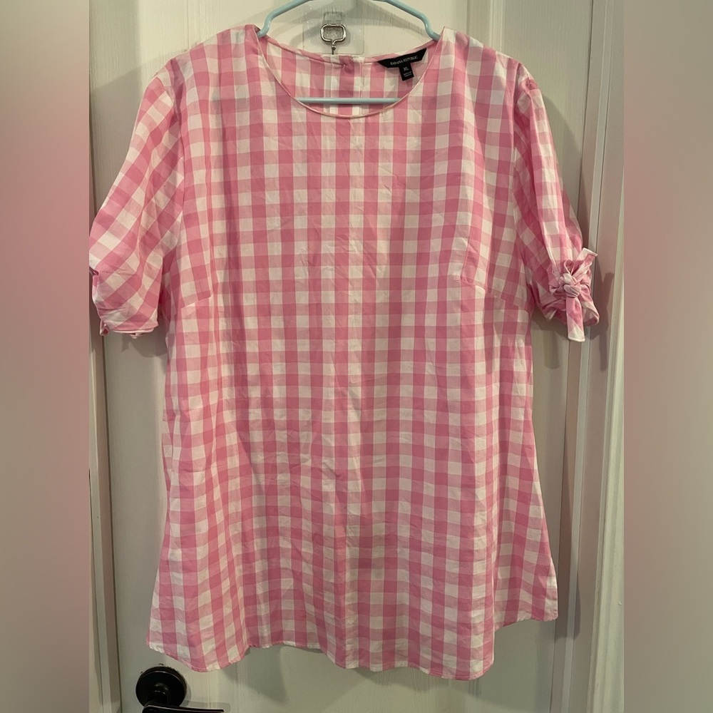 Banana Republic Pink Gingham Women's Top EUC SZ XL